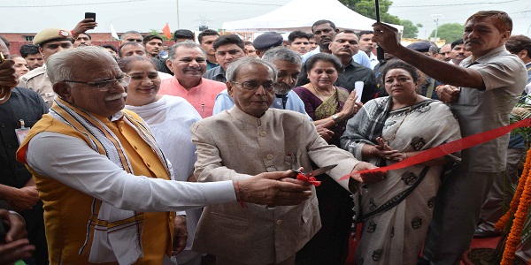 Pranab Mukherjee and Manohar Lal Khattar Inaugurates NBCC Built Gramalaya